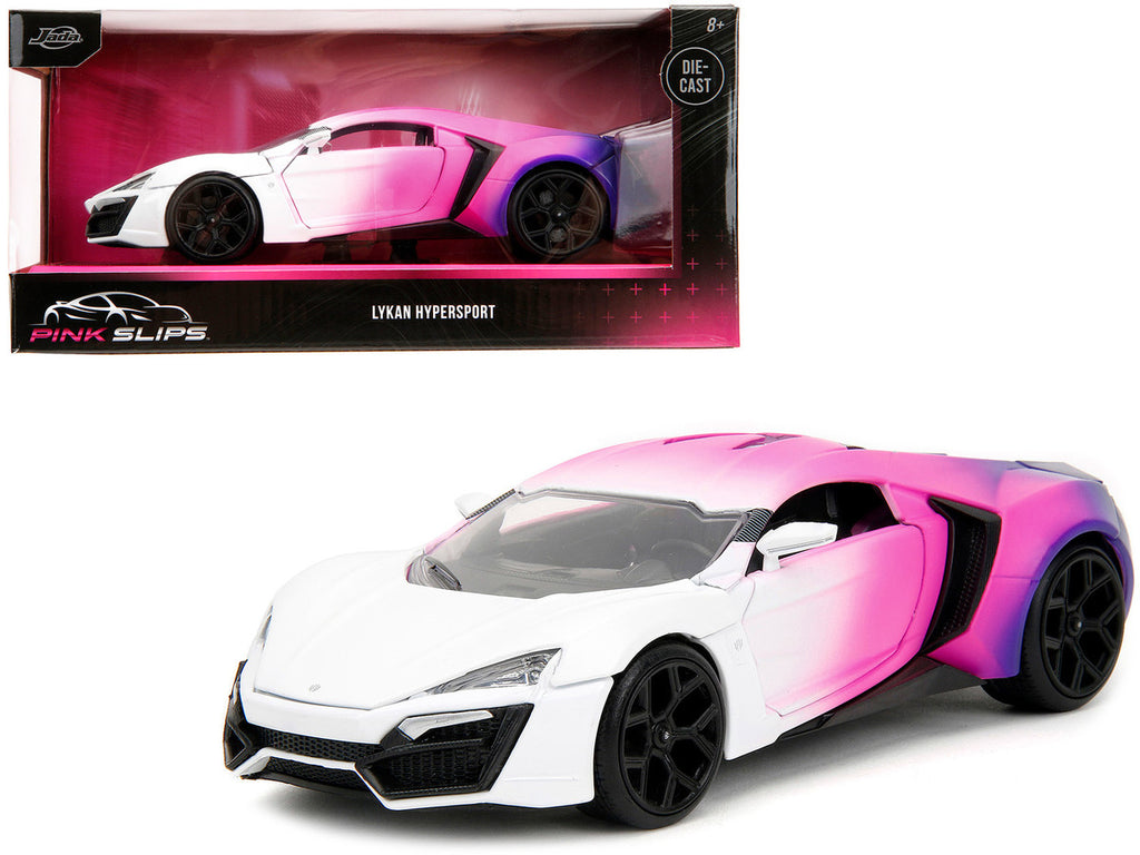 Jada Pink Slips Lykan Hypersport White Pink and Purple 1:24 Car Jada Yallatoys