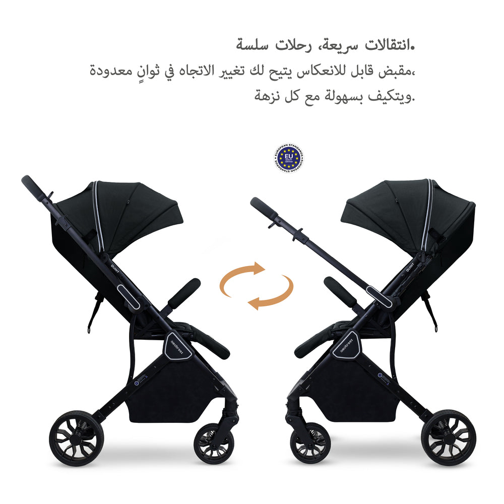 عربة أطفال نيوبريز كوينت للسفر بمقبض قابل للعكس، لون أسود