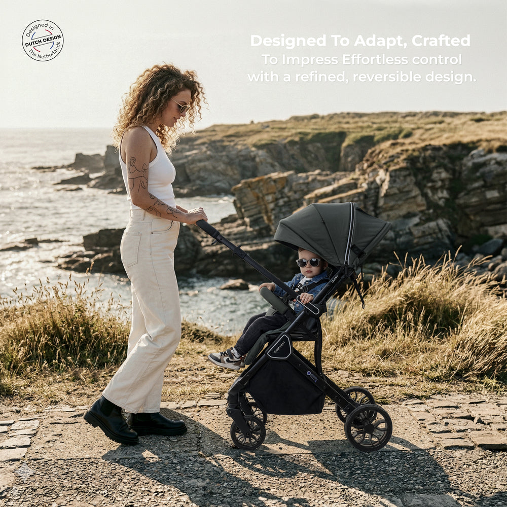 Neobreez Quint Reversible Handle Compact Travel Stroller Dark Grey