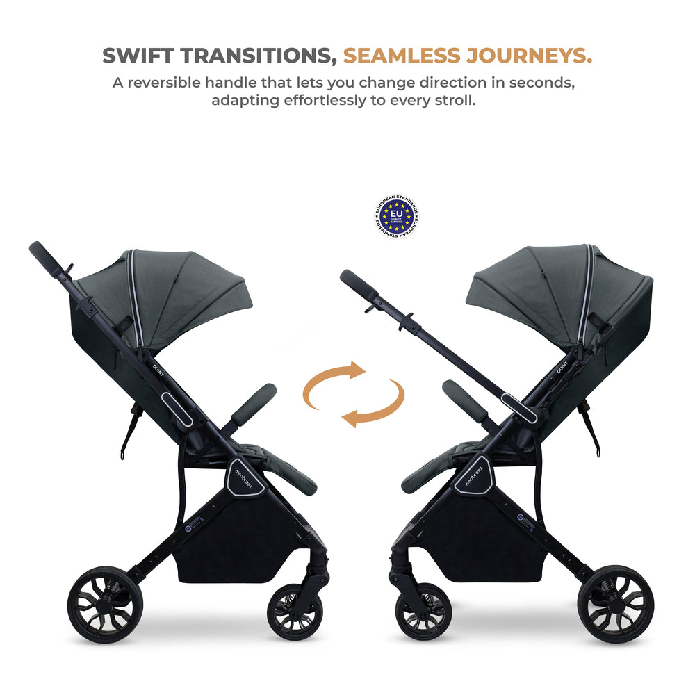 Neobreez Quint Reversible Handle Compact Travel Stroller Dark Grey