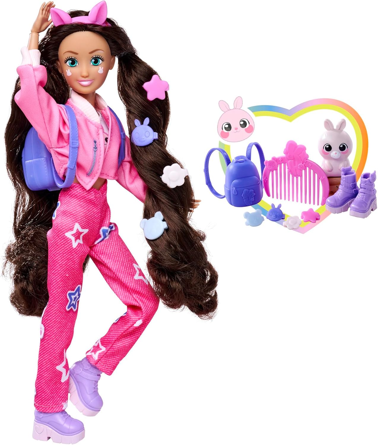 Kawaii Hi Lucy Long Hair Fashion Doll with Rabbit and Accessories Kawaii Hi Yallatoys