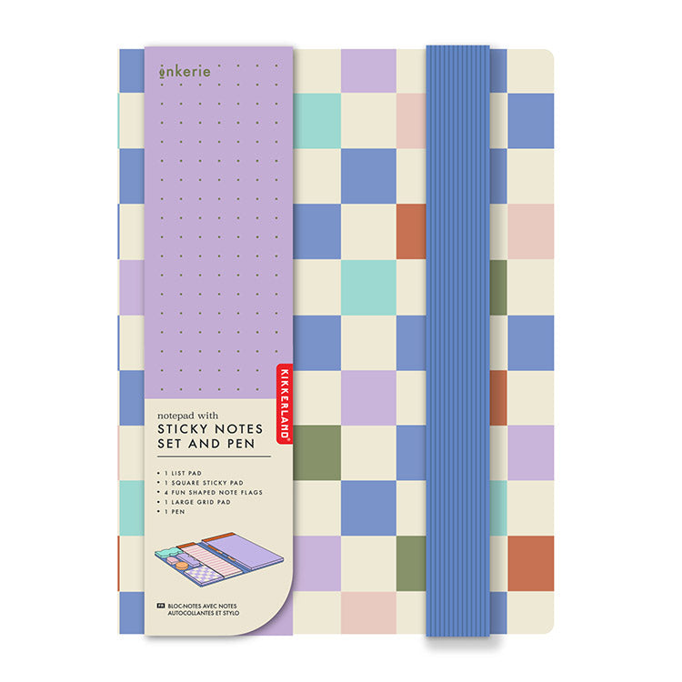 Kikkerland Inkerie Notepad with Sticky Notes Set and Pen Kikkerland Yallatoys