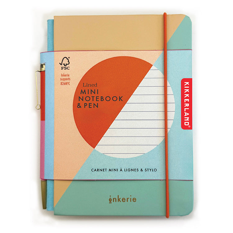 Kikkerland Inkerie Lined Mini Notebook & Pen Kikkerland Yallatoys