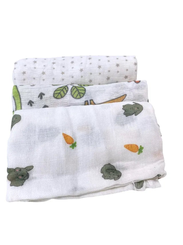 Kinder Valley Muslin Blanket Set Pack of 3  Bunny Dino and Star Kinder Valley Yallatoys