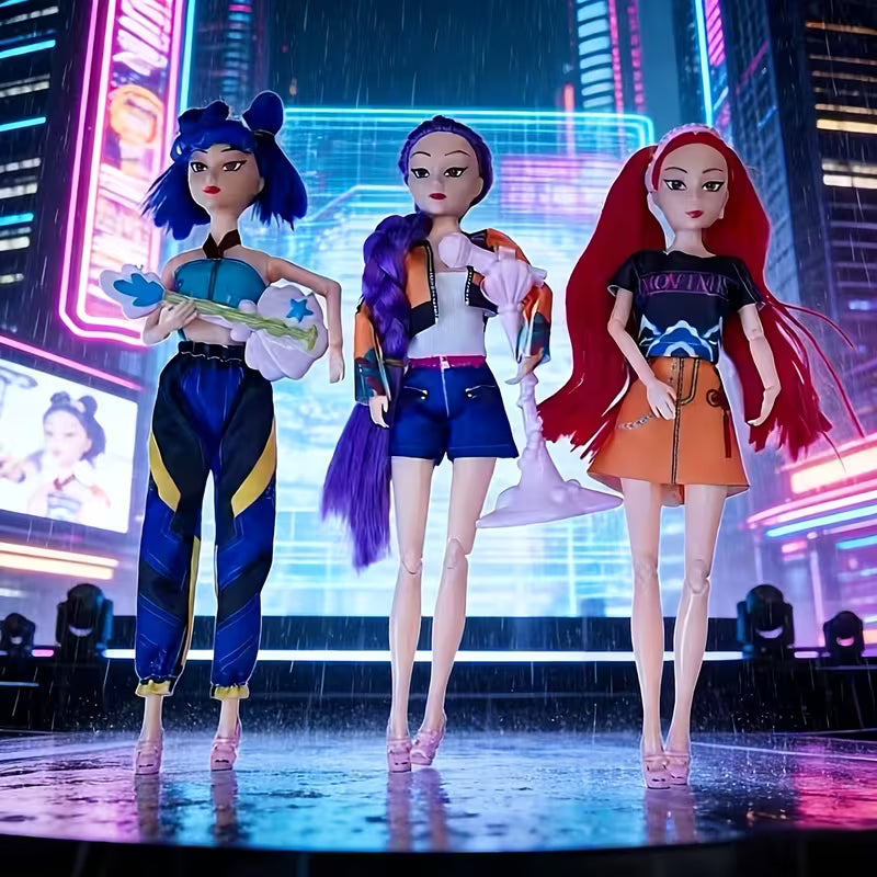 K-Pop Articulated Doll Set with Musical Instrument