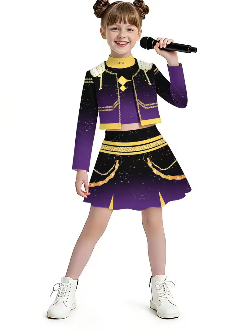 K-Pop Idol Style Kids Black Purple Gradient 3pcs Set