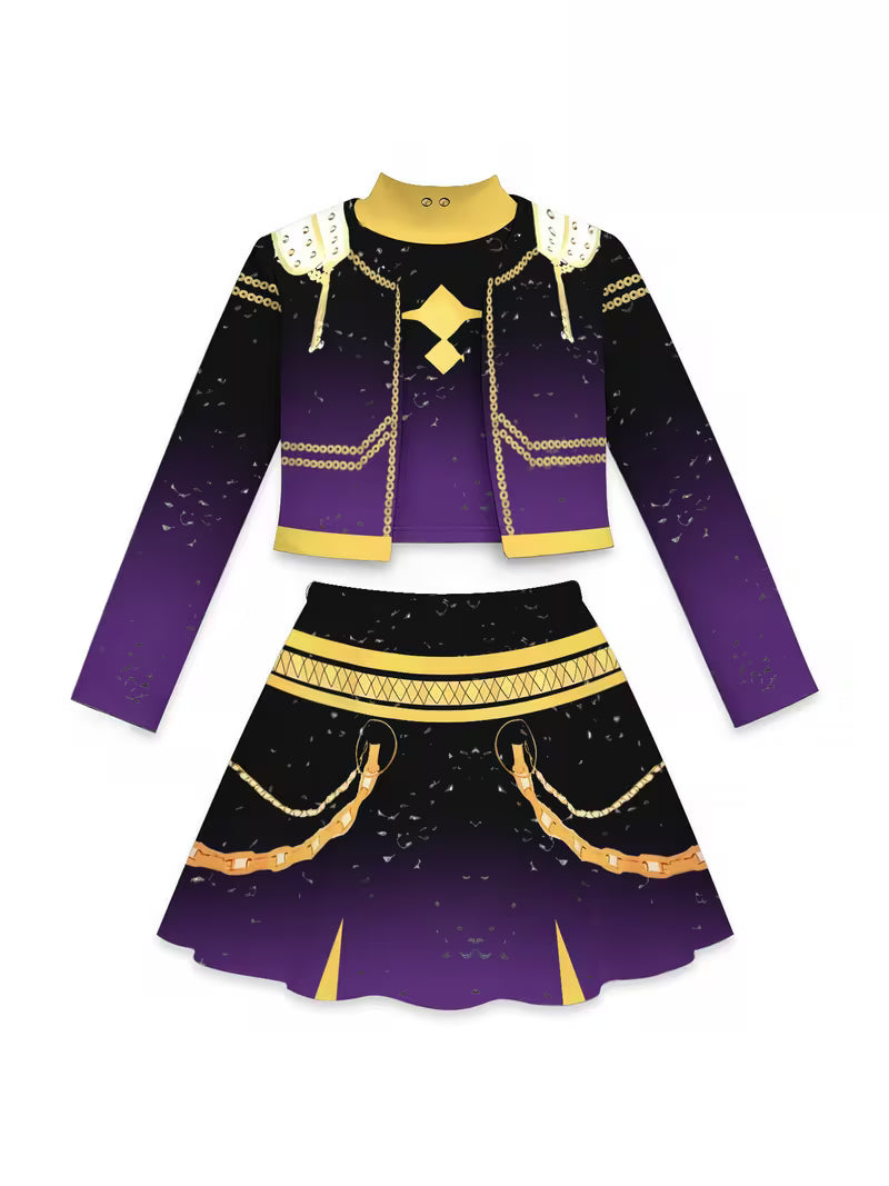 K-Pop Idol Style Kids Black Purple Gradient 3pcs Set