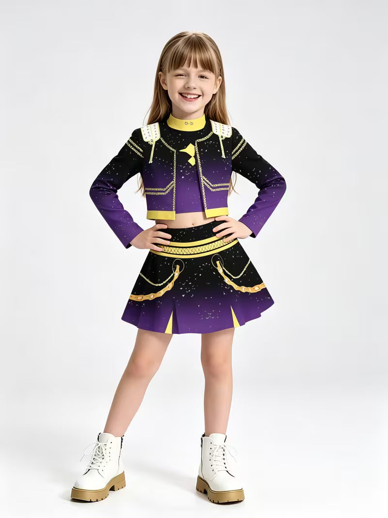 K-Pop Idol Style Kids Black Purple Gradient 3pcs Set