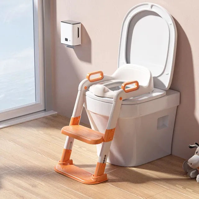 Little Angel Baby Potty Training Seat With Step Stool Ladder- Orange Little Angel Yallatoys