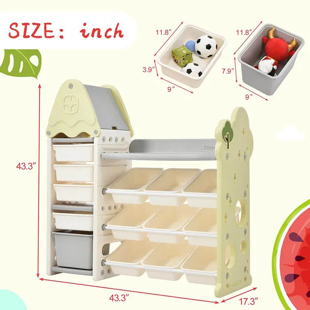 Little Angel Toys Organizer Cabinet With 14 Bins Green Little Angel Yallatoys