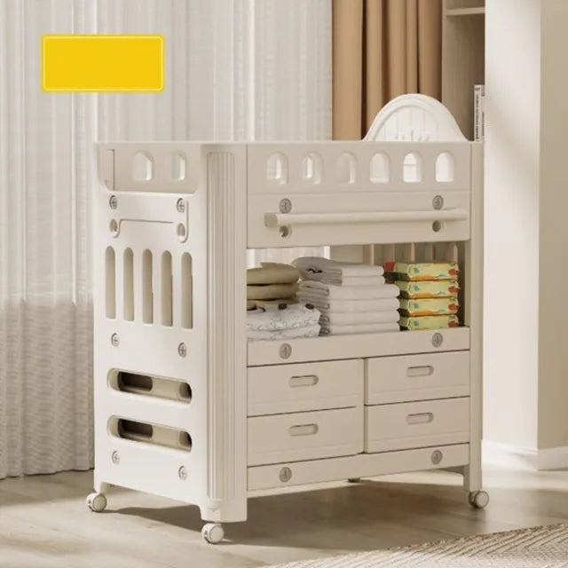 Little Angel Baby Diaper Changing Table With Wheels and Storage Drawers Coffee Little Angel Yallatoys