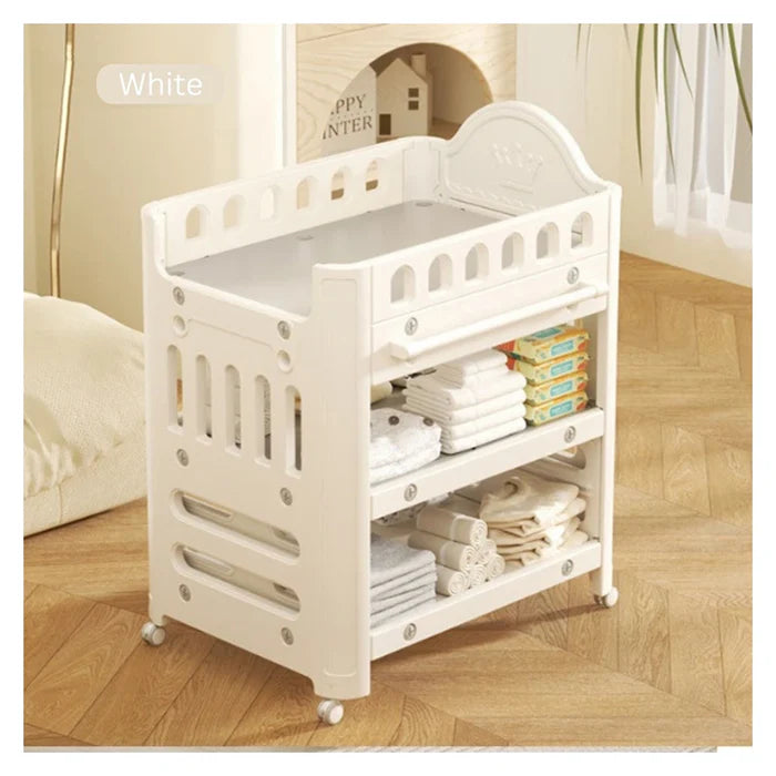 Little Angel Baby Diaper Changing Table With Wheels and Storage Drawers White Little Angel Yallatoys