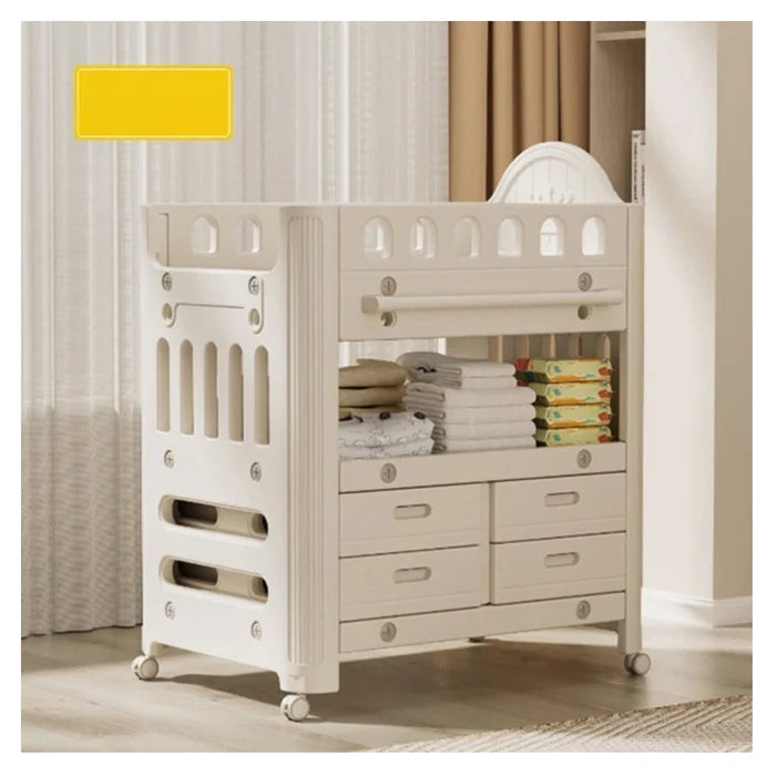 Little Angel Baby Diaper Changing Table With Wheels and Storage Drawers White Little Angel Yallatoys