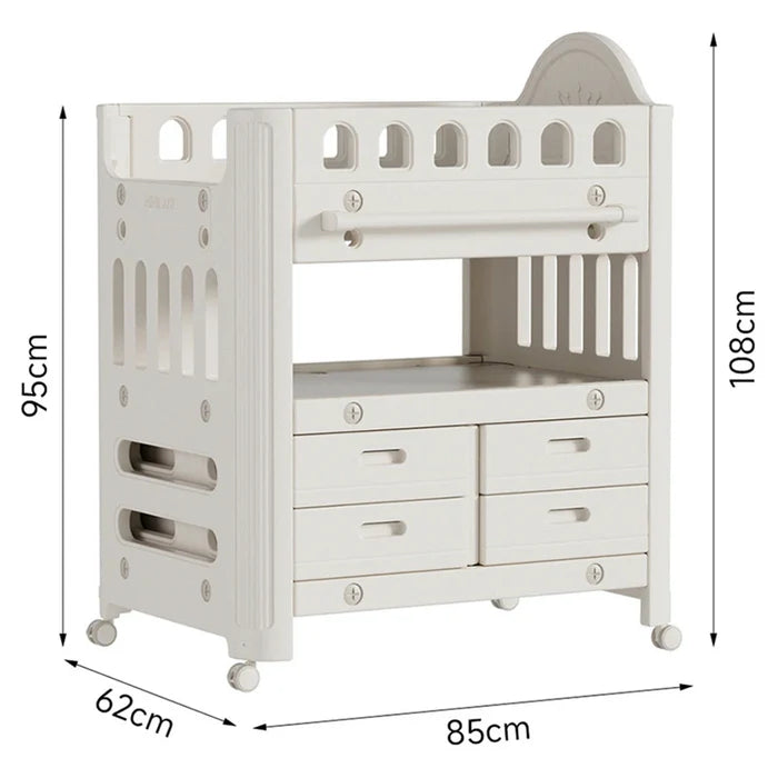 Little Angel Baby Diaper Changing Table With Wheels and Storage Drawers White Little Angel Yallatoys