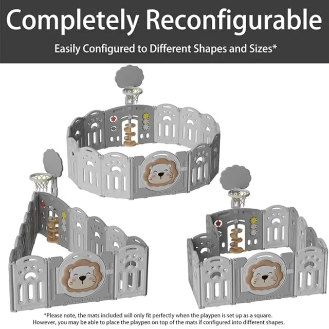 Little Angel Baby Foldable Fence Playpen And Basketball Hoop Set Grey 16pcs