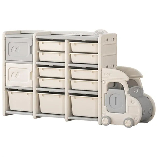 Little Angel Toys Organizer Cabinet With Bins And Cart White/Grey Little Angel Yallatoys