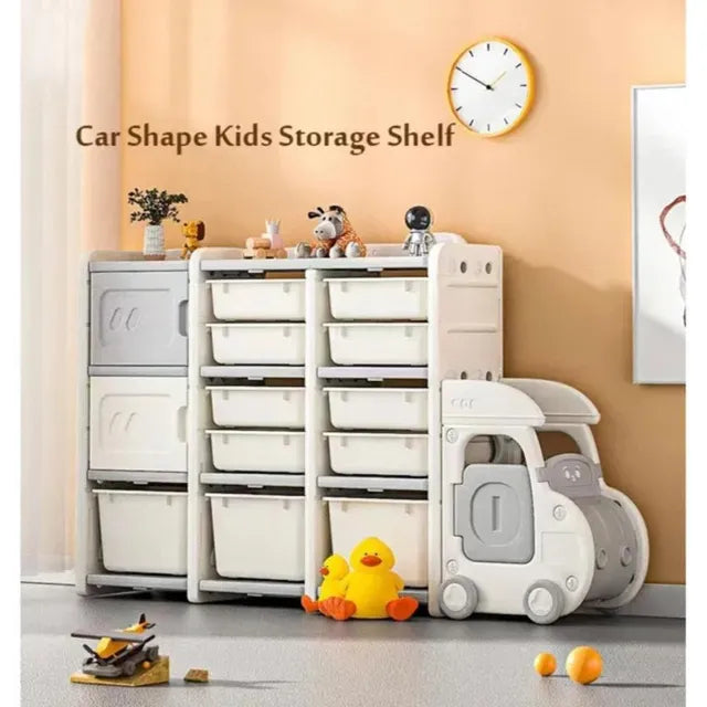 Little Angel Toys Organizer Cabinet With Bins And Cart White/Grey Little Angel Yallatoys