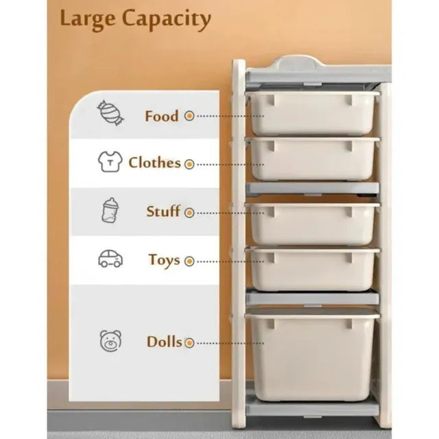 Little Angel Toys Organizer Cabinet With Bins And Cart White/Grey Little Angel Yallatoys