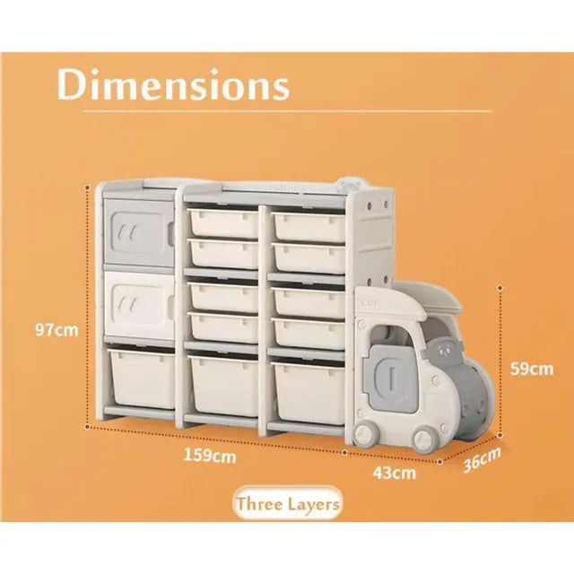 Little Angel Toys Organizer Cabinet With Bins And Cart White/Grey Little Angel Yallatoys
