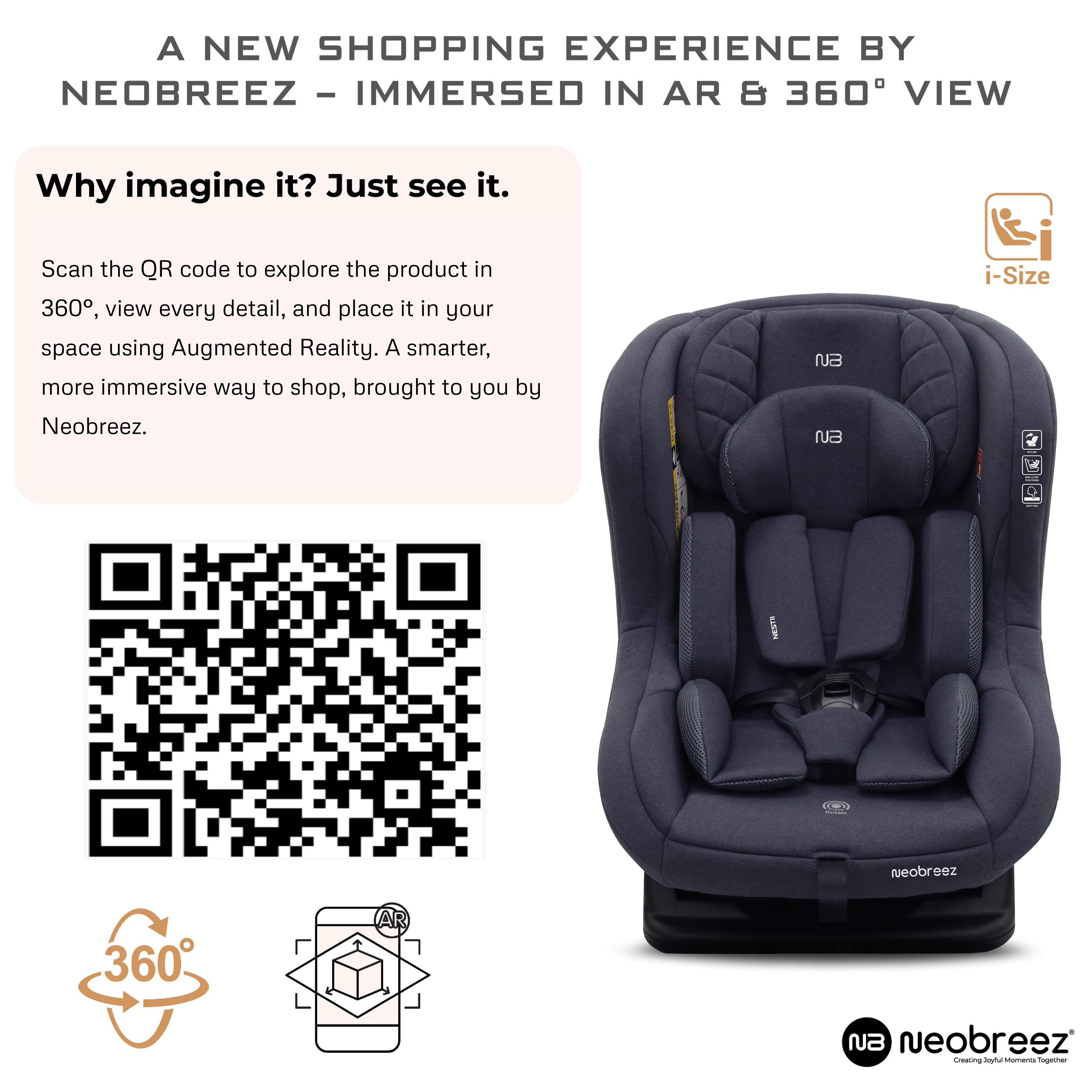 Neobreez Nestii 2 In 1 Convertible Baby Infant Car Seat Grey