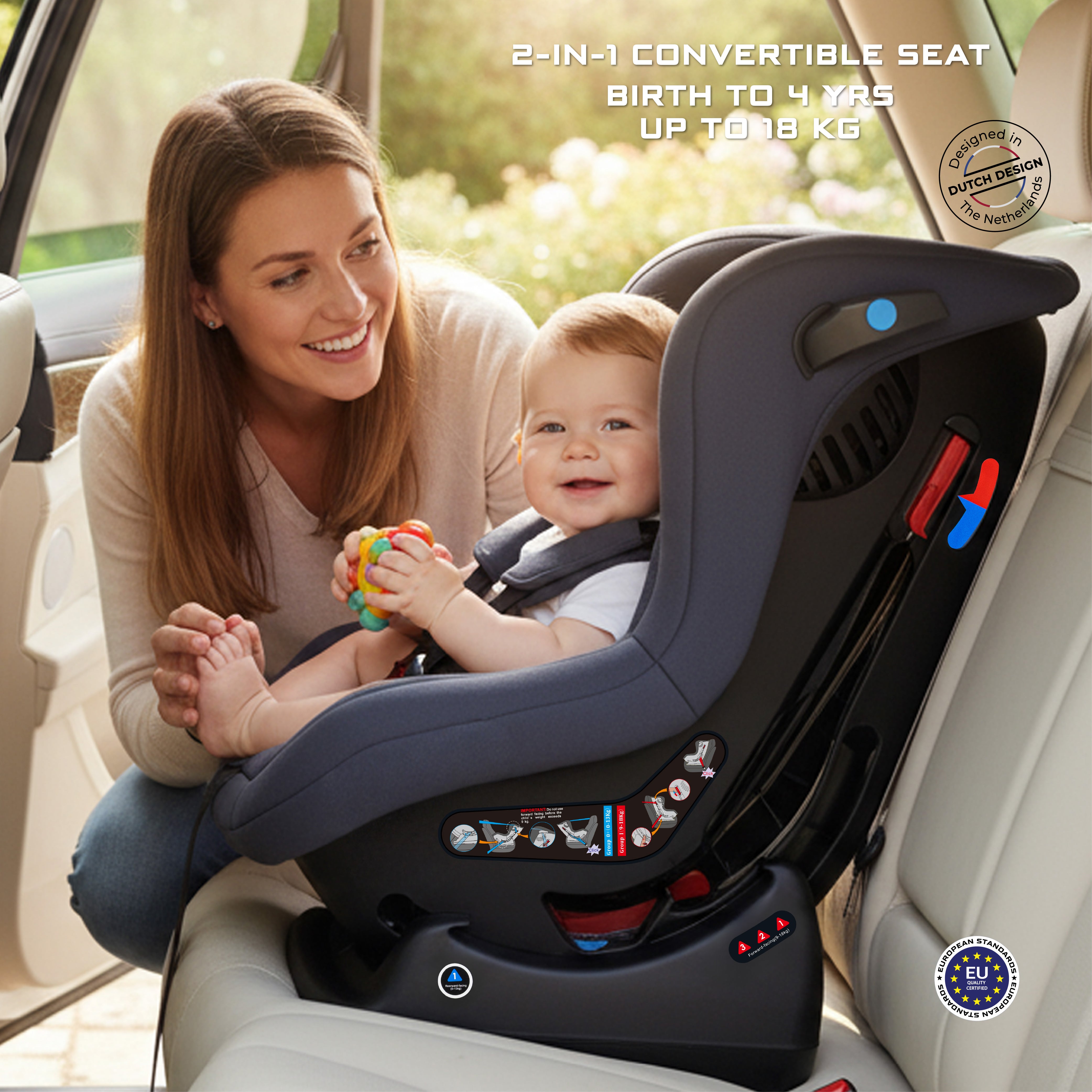 Neobreez Nestii 2 In 1 Convertible Baby Infant Car Seat Grey