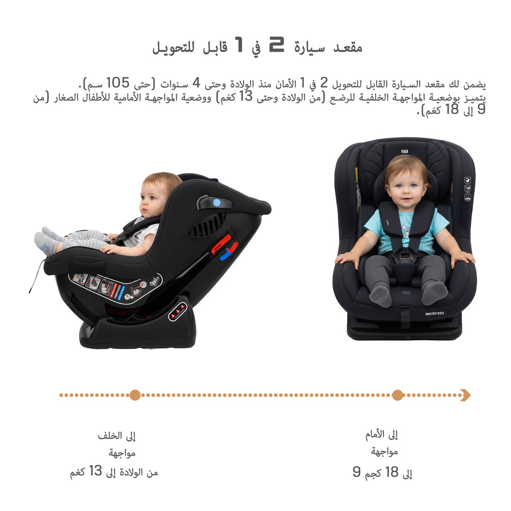 Neobreez Nestii 2 In 1 Convertible Baby Infant Car Seat Black Neobreez Yallatoys