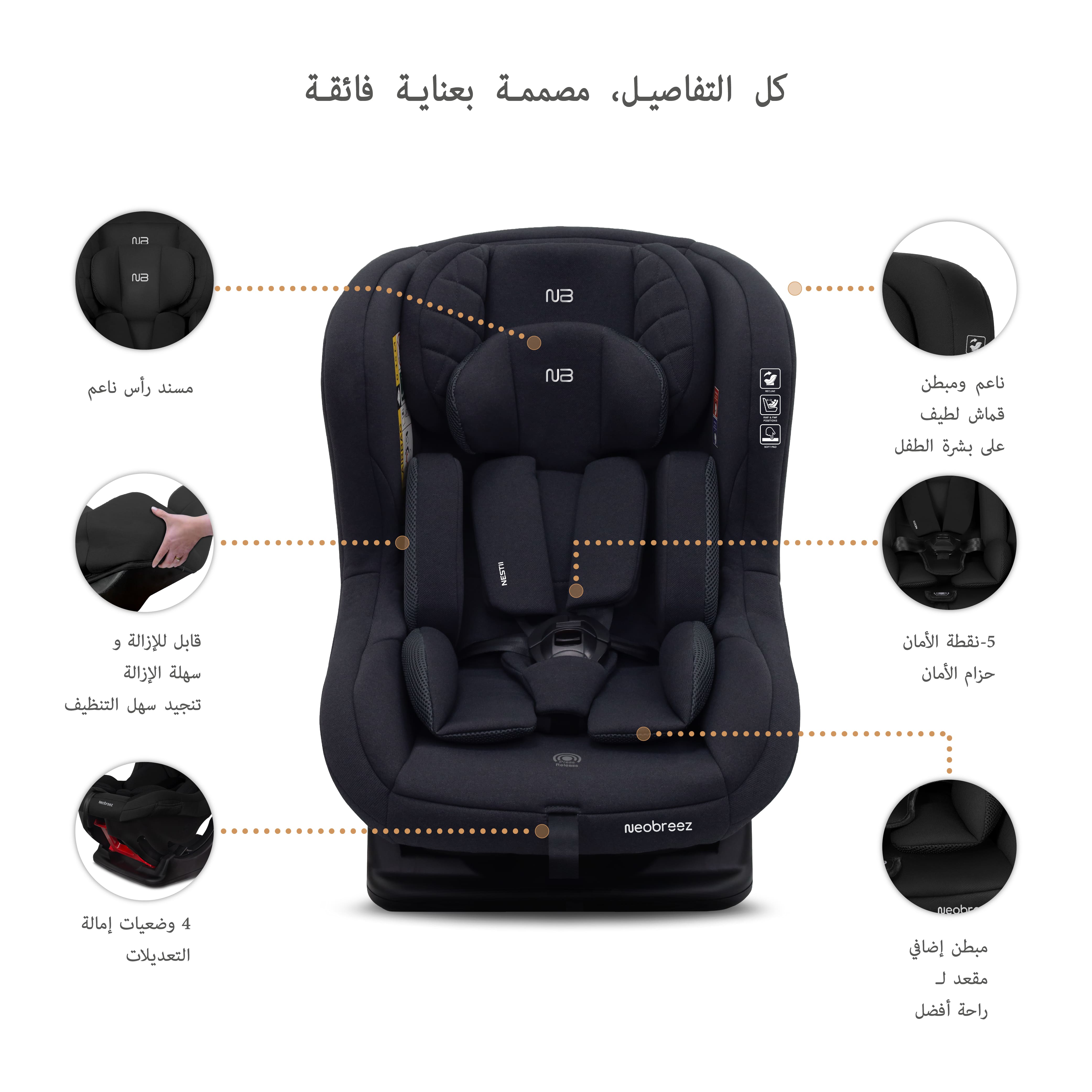 Neobreez Nestii 2 In 1 Convertible Baby Infant Car Seat Black