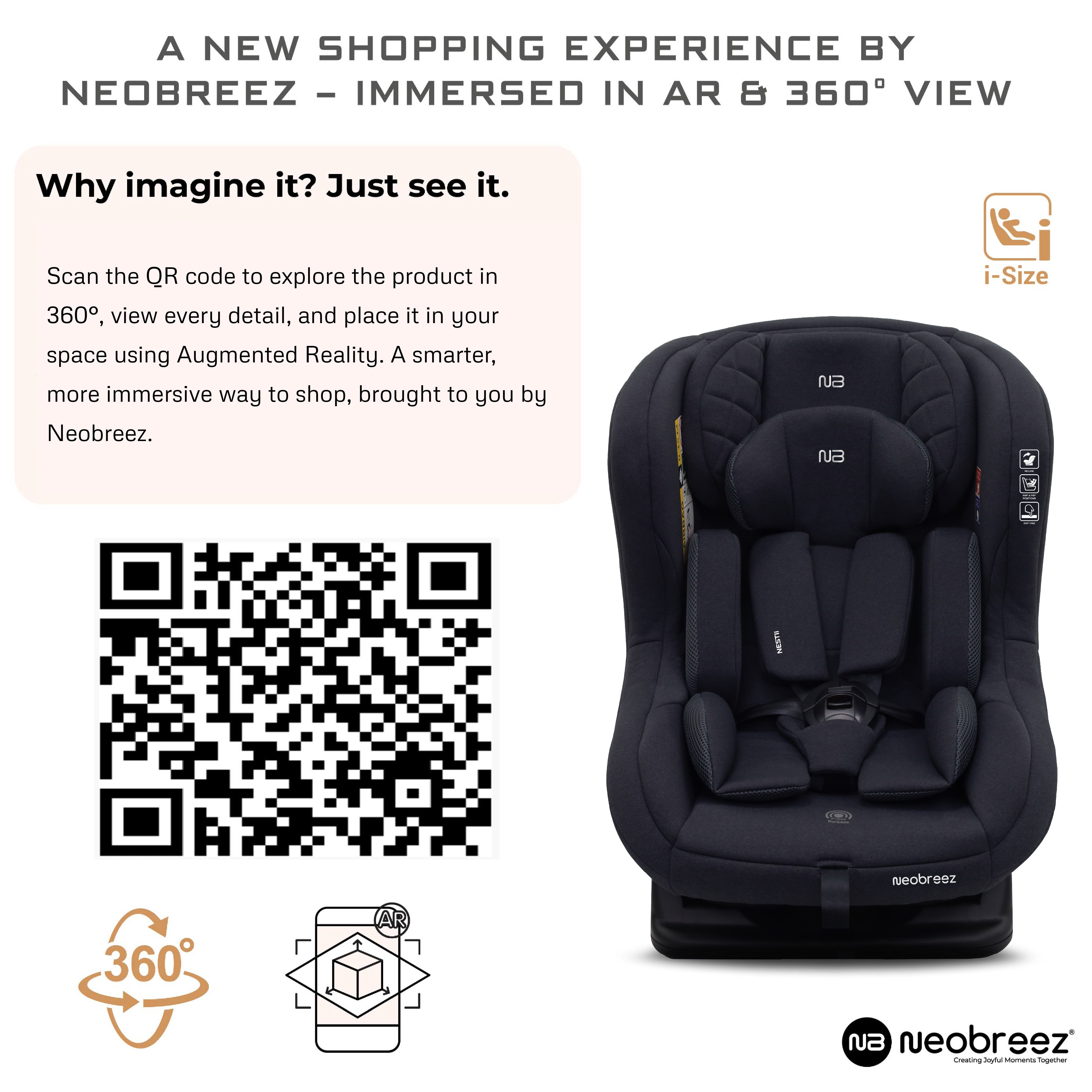 Neobreez Nestii 2 In 1 Convertible Baby Infant Car Seat Black