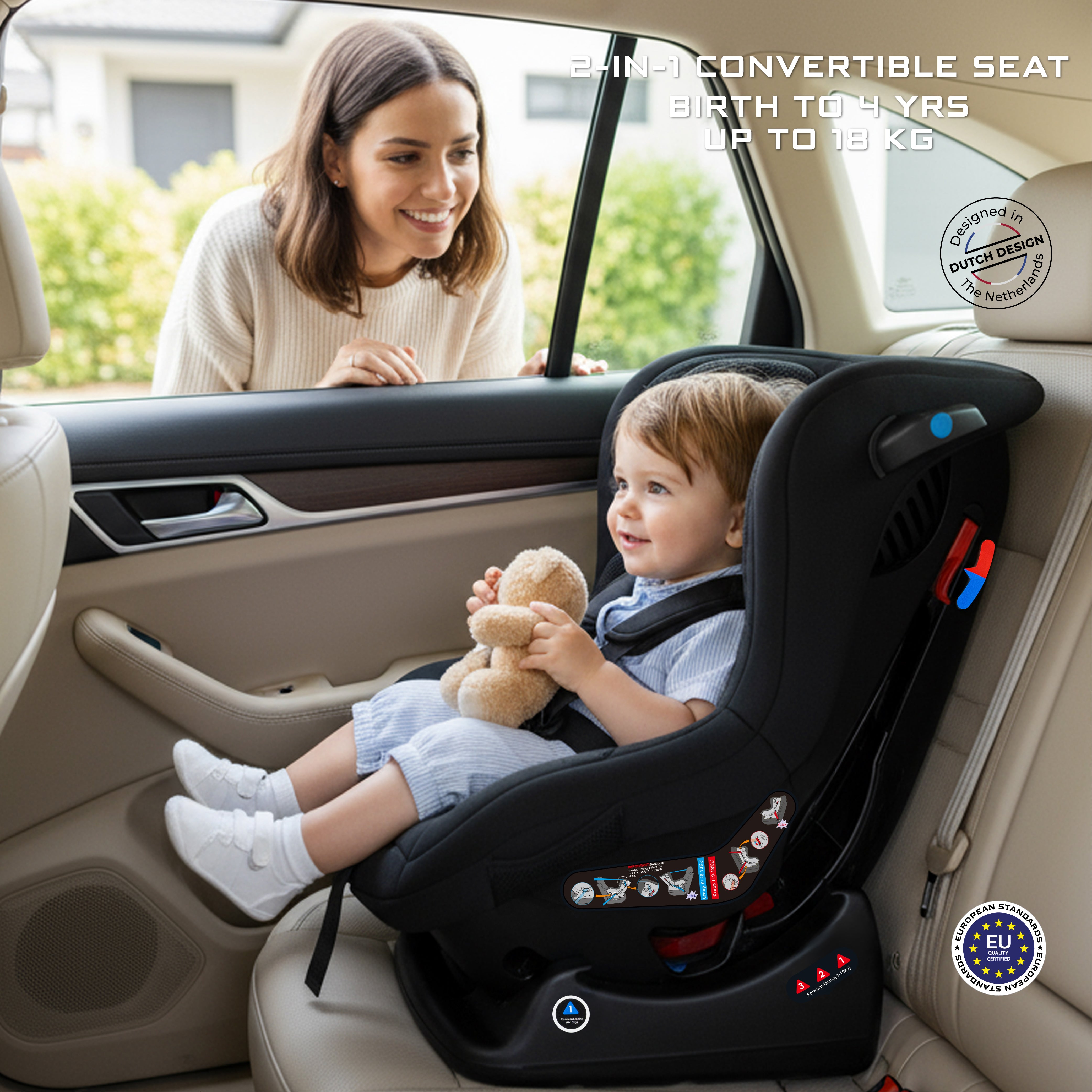Neobreez Nestii 2 In 1 Convertible Baby Infant Car Seat Black