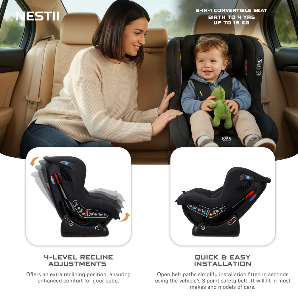 Neobreez Nestii 2 In 1 Convertible Baby Infant Car Seat Black Neobreez Yallatoys
