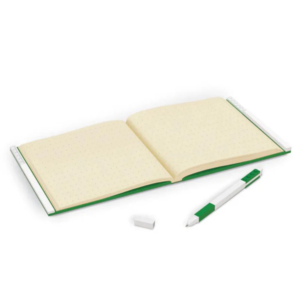 Lego IQ Locking Notebook with Gel Pen Green Open