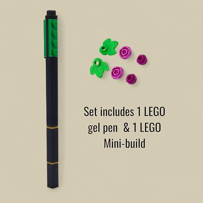 Lego IQ Gel Pen with Pen Topper Botanicals Purple Detail