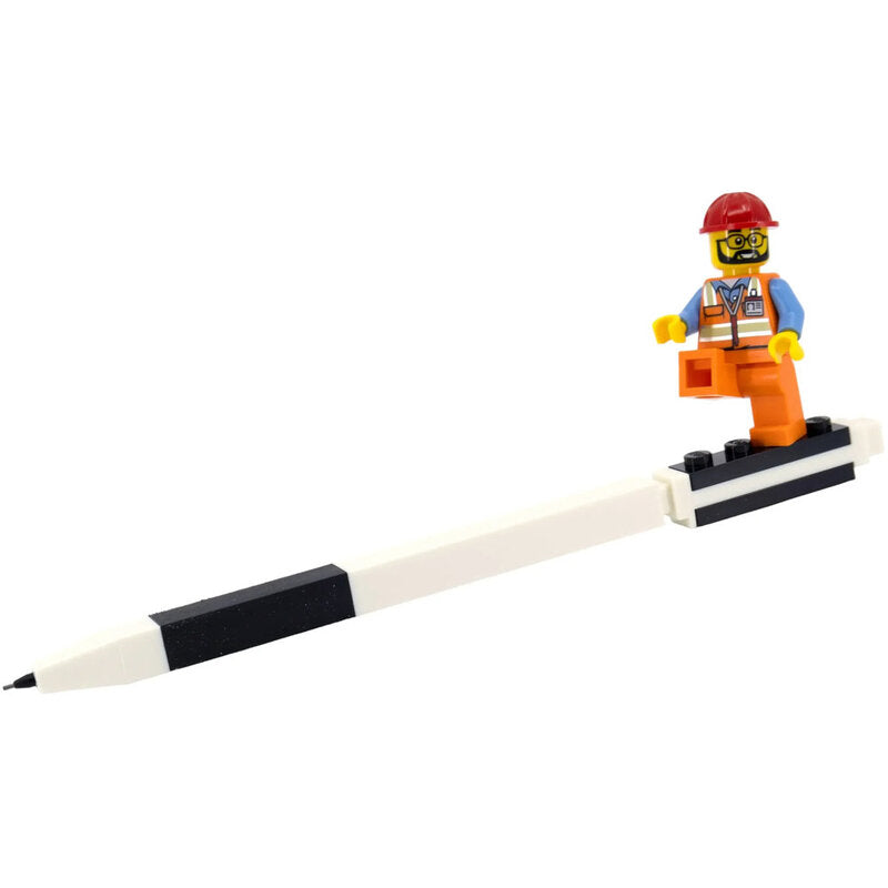 Lego IQ Pen Pal with Minifigure Mechanical Pencil Black Closeup