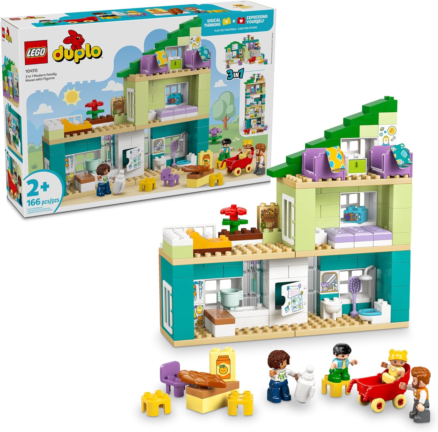 Lego Duplo 10470 3 In 1 Modern Family House With Toy Figurine 166Pcs