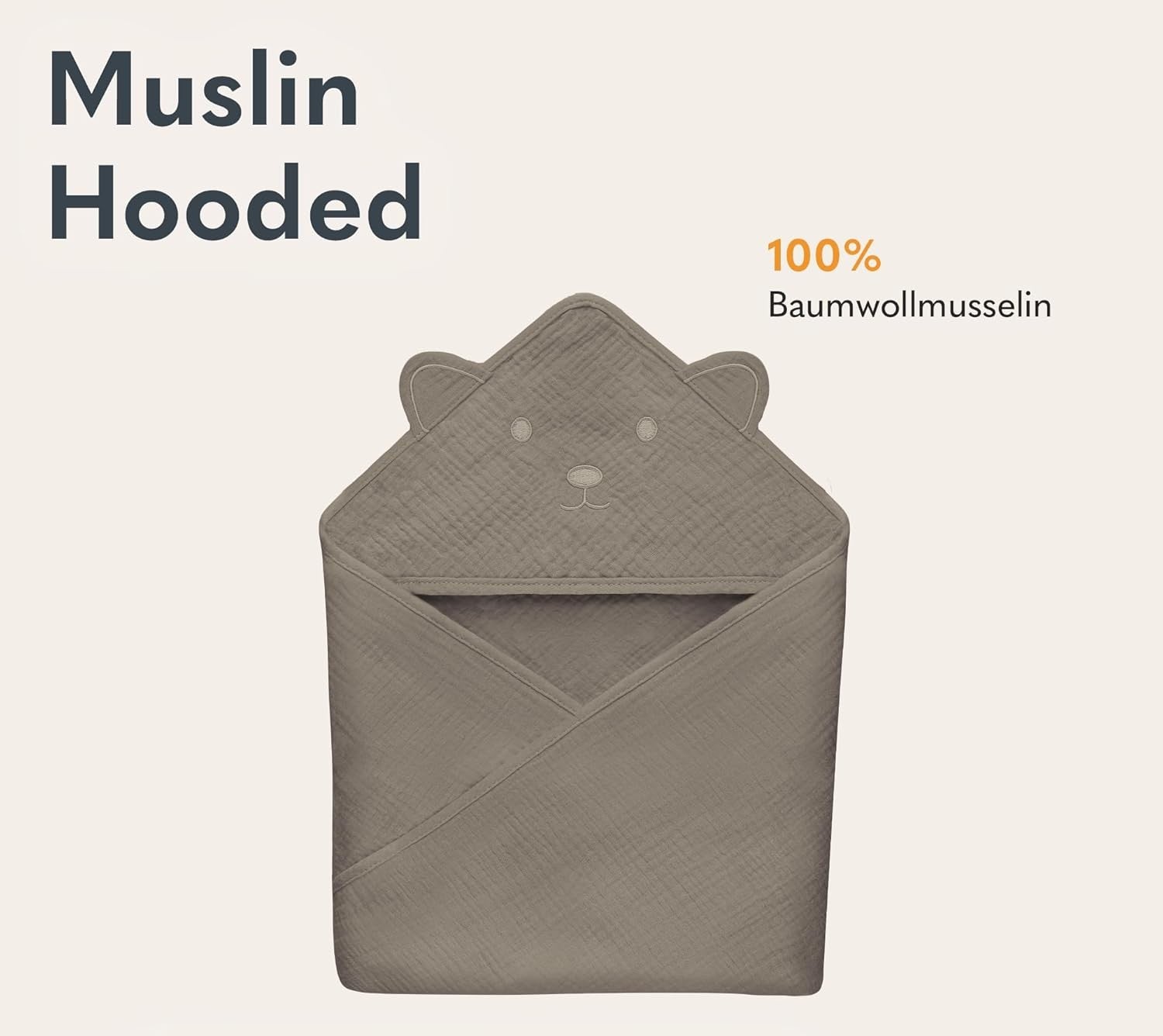Lionelo Muslin Hooded Towel Beige Cappuccino Lionelo Yallatoys
