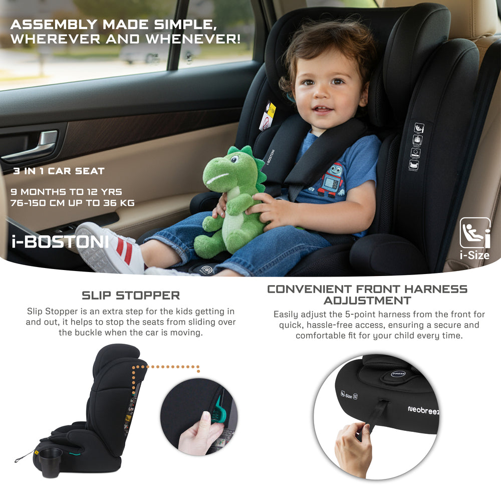 Neobreez i Bostoni 3 In 1 Toddler i Size Car Seat Black Neobreez Yallatoys