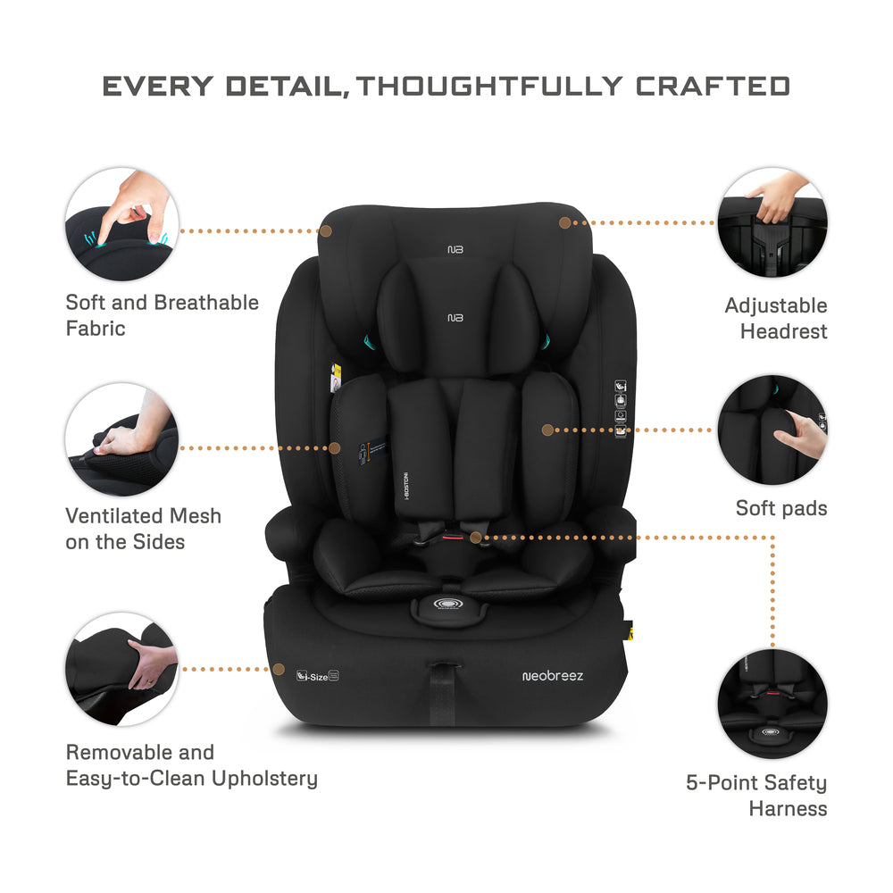 Neobreez I Bostoni 3 In 1 Toddler I Size Car Seat Black