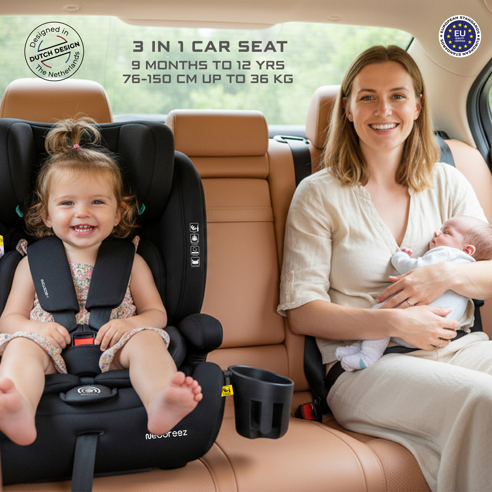 Neobreez I Bostoni 3 In 1 Toddler I Size Car Seat Black