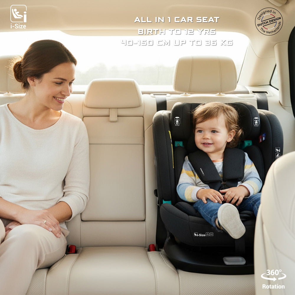 Neobreez I Guardia 360 Degree Isofix I Size Car Seat All In1 Black