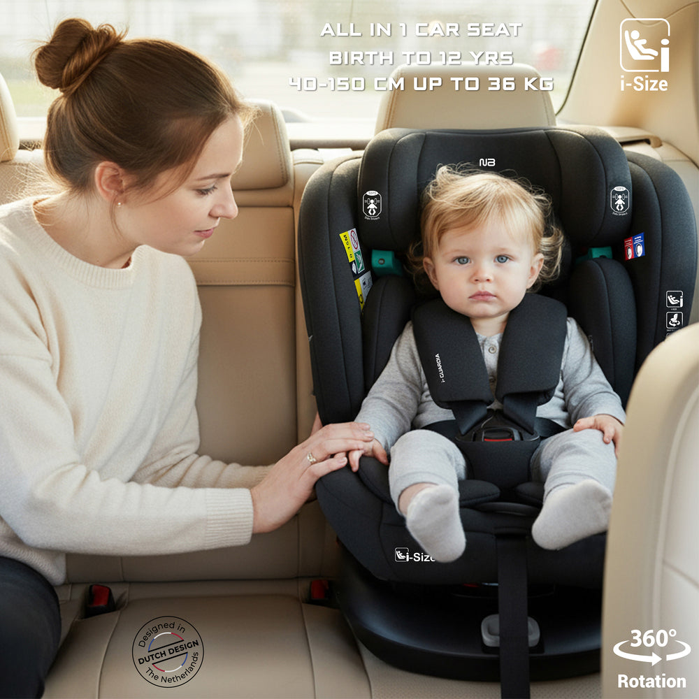Neobreez I Guardia 360 Degree Isofix I Size Car Seat All In1 Black