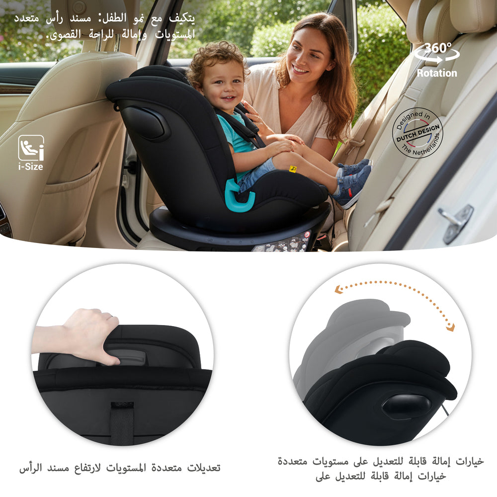 Neobreez I Guardia 360 Degree Isofix I Size Car Seat All In1 Black