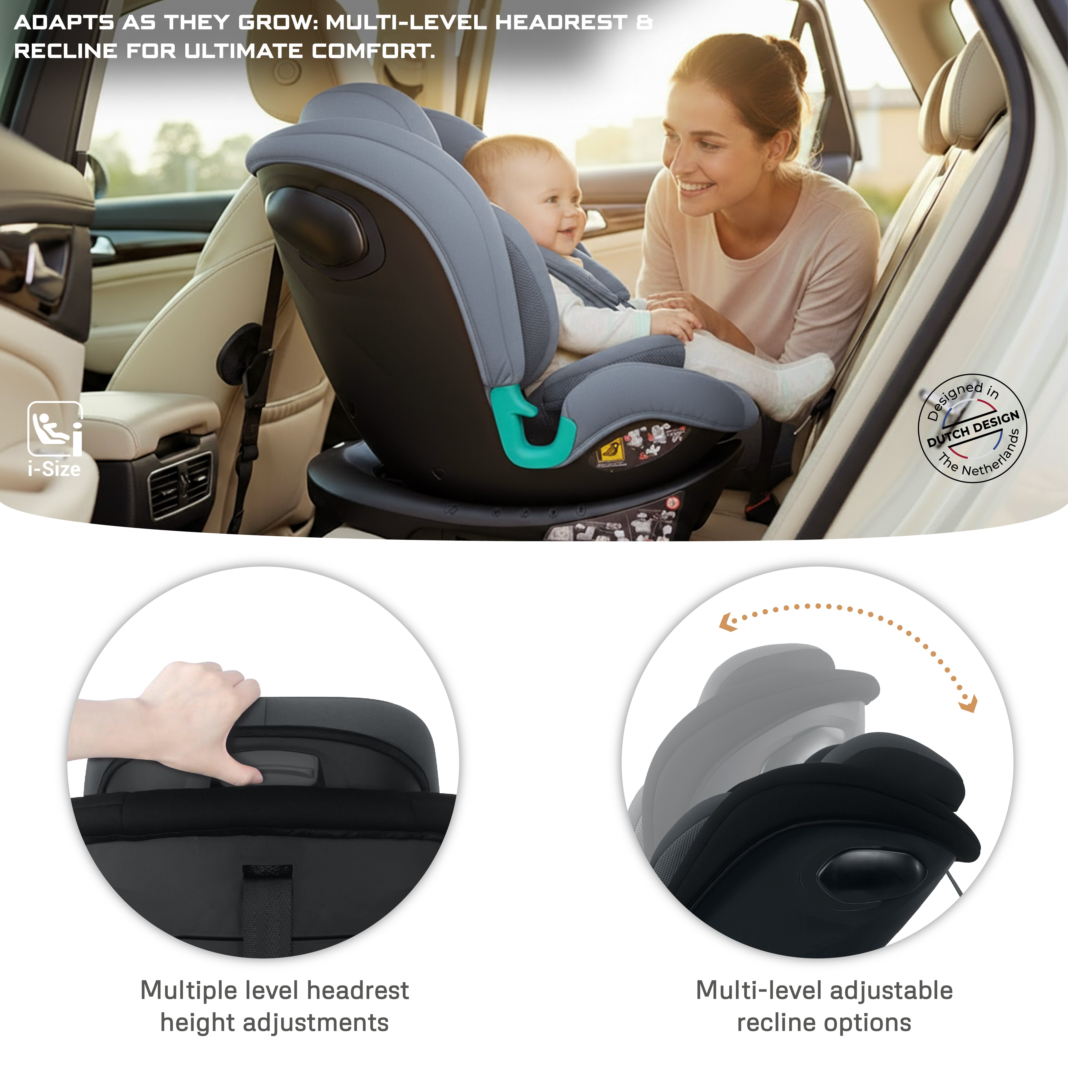 Neobreez I Guardia 360 Degree Isofix I Size Car Seat All In1 Grey
