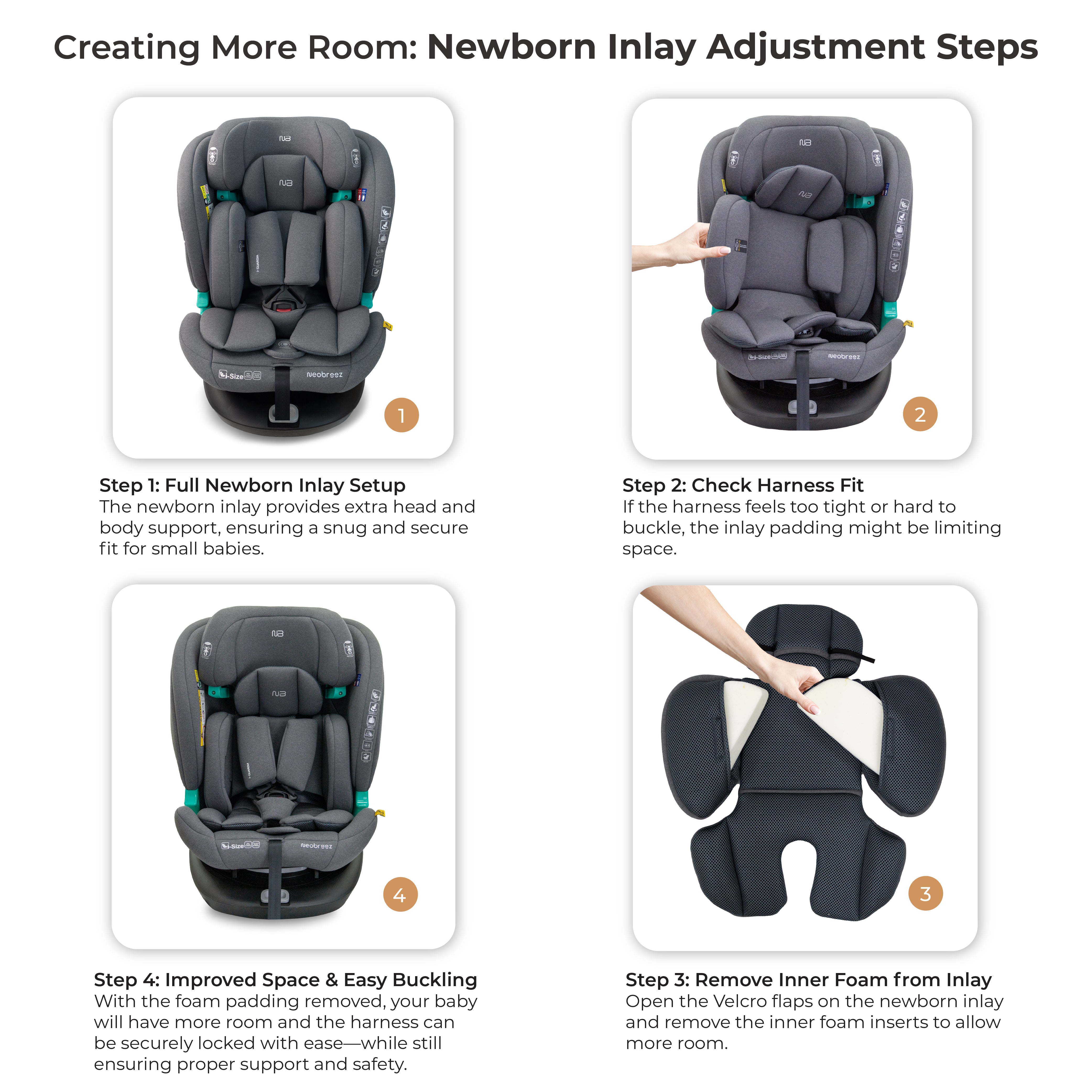 Neobreez I Guardia 360 Degree Isofix I Size Car Seat All In1 Grey