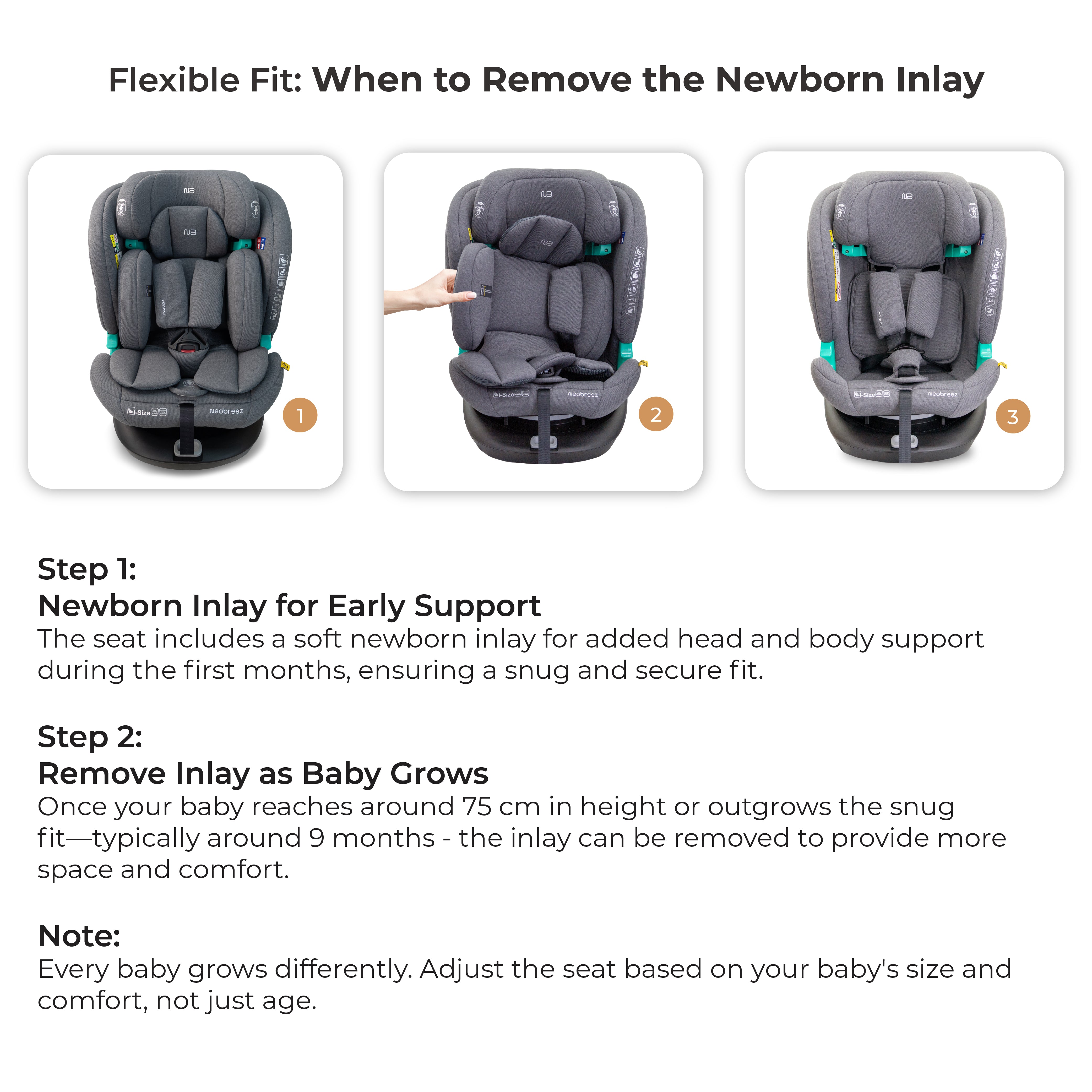 Neobreez I Guardia 360 Degree Isofix I Size Car Seat All In1 Grey