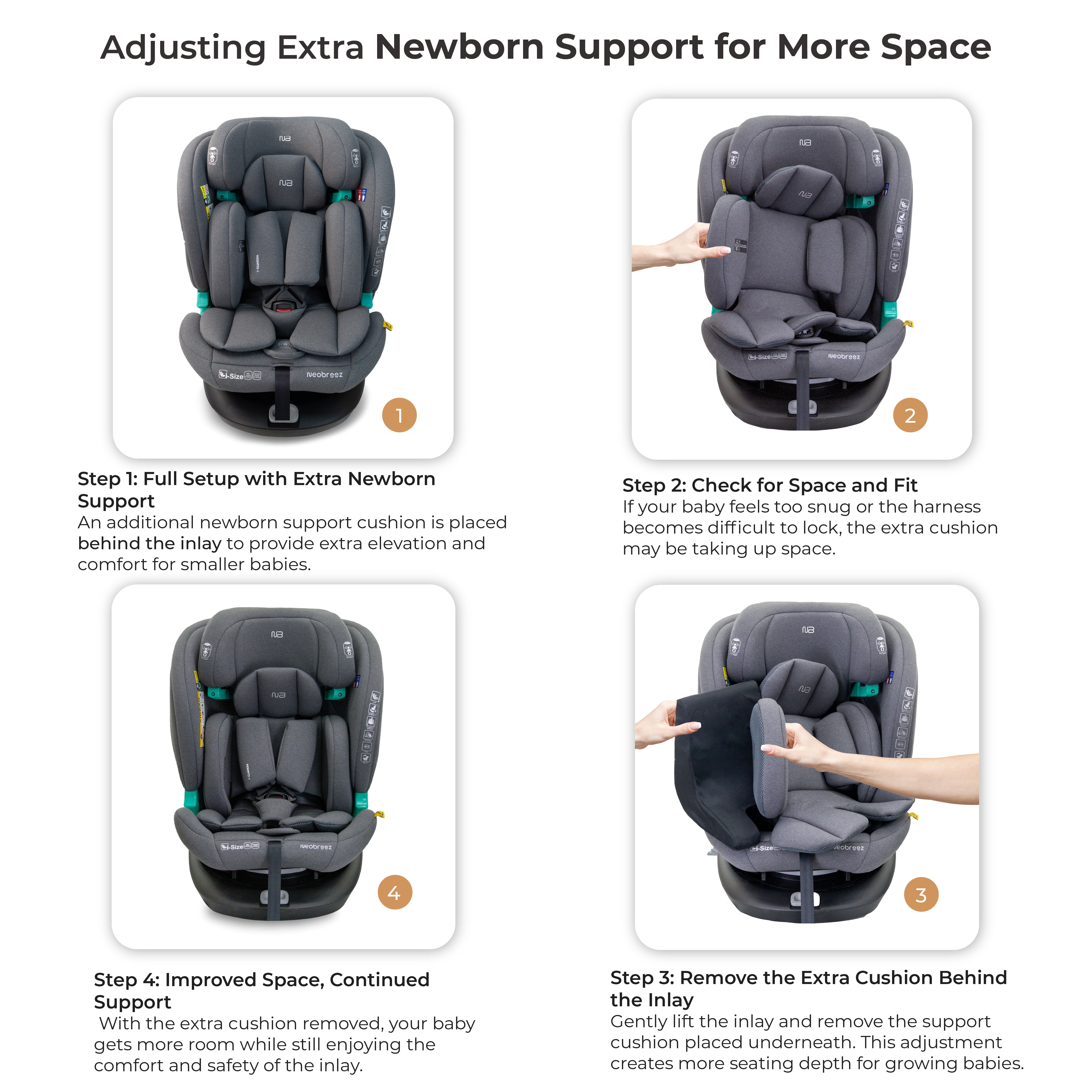 Neobreez I Guardia 360 Degree Isofix I Size Car Seat All In1 Grey