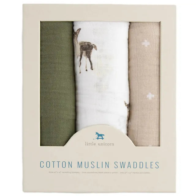 Little Unicorn Cotton Muslin Swaddle 3 Pack Oh Deer 2 Little Unicorn Yallatoys
