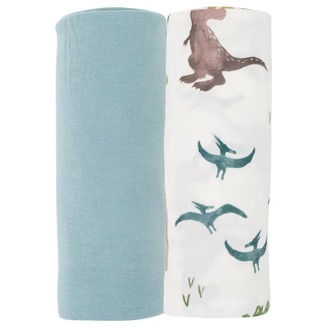 Little Unicorn Stretch Knit Swaddle 2 Pack Dino Pals Little Unicorn Yallatoys
