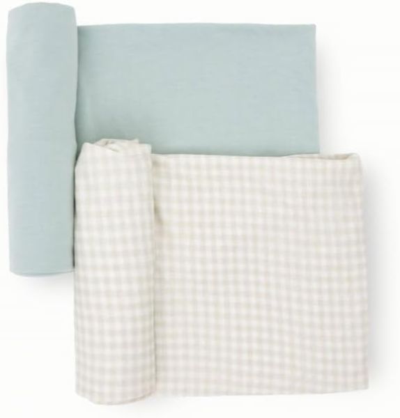 Little Unicorn Stretch Knit Swaddle 2 Pack Frost Green Little Unicorn Yallatoys