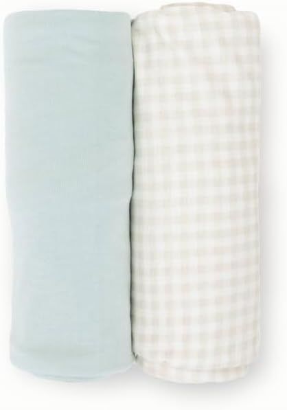 Little Unicorn Stretch Knit Swaddle 2 Pack Frost Green Little Unicorn Yallatoys