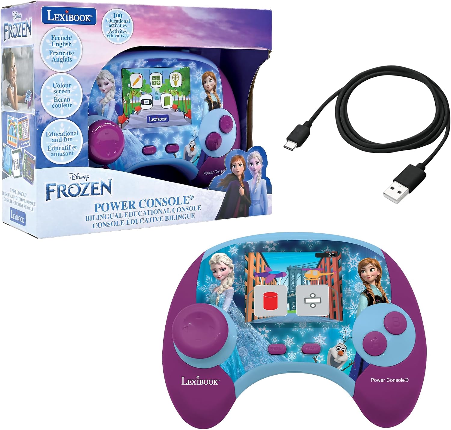 Lexibook Disney Frozen Power Console Educational Handheld Console for Kids French and English